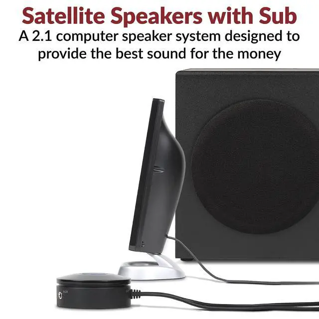 Alt view image 9 of 14 - CA-3090 2.1 Speaker System with Subwoofer with 18W of Power Easy Setup and Convenient Controls, Great for Music, Movies, and Gaming