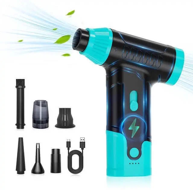 Alt view image 8 of 14 - Compressed Air Duster Keyboard Cleaner - Electric Air Blower Cleaning Kit 150,000 RPM Mini Blower Spray to Dust Off Car, PC, Keyboard, Vacuum (Green)