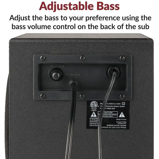 Alt view image 12 of 14 - CA-3090 2.1 Speaker System with Subwoofer with 18W of Power Easy Setup and Convenient Controls, Great for Music, Movies, and Gaming