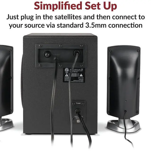 Alt view image 11 of 14 - CA-3090 2.1 Speaker System with Subwoofer with 18W of Power Easy Setup and Convenient Controls, Great for Music, Movies, and Gaming