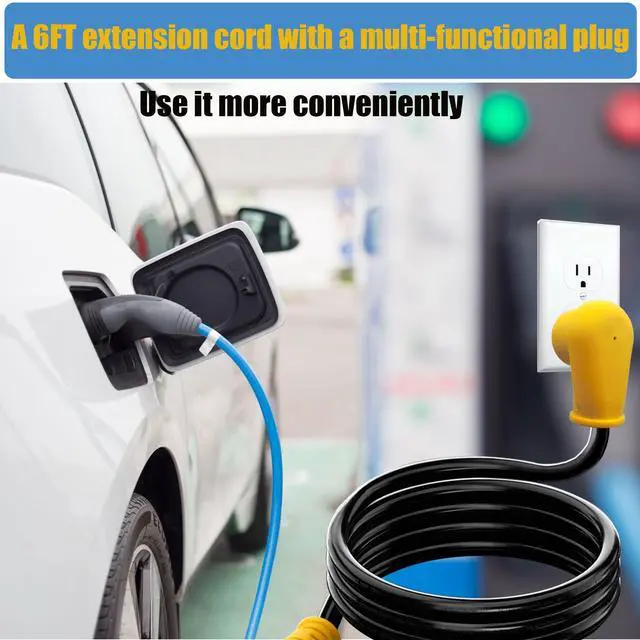 Alt view image 13 of 14 - 6Ft Heavy-Duty 15-A Right-Angle Extension Cord,12AWG 90-Degree 15-Amp Household Plug to 20-Amp T-Type Extension Cable,5-15P to 5-20R,5-15P to 6-15R/20R,125V AC Power Extension Cord