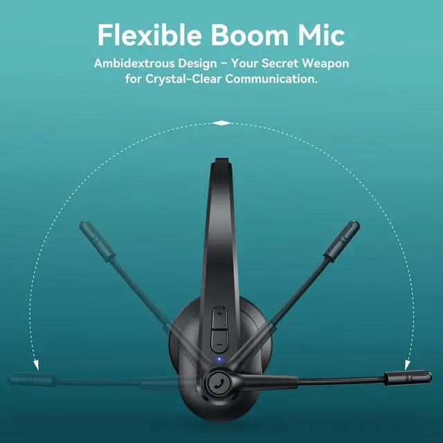 Alt view image 12 of 14 - Bluetooth Headset with USB Dongle for Computer, Single-Ear Wireless Headset with Noise Cancelling Microphone for Office & Truckers, Bluetooth V5.2 with Mute Button for Work