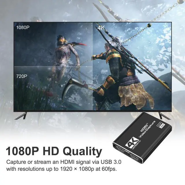 Alt view image 12 of 12 - 4K HDMI Capture Card USB 3.0 1080P 60FPS Gaming & Streaming Video Capture Card with HDMI Loop-Out, Plug & Play, Low-Latency Recording for PS5/PS4/Xbox/Switch/OBS/PC/Mac