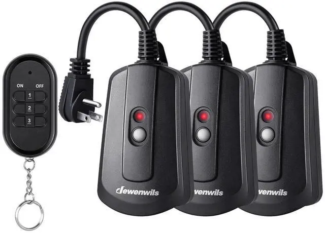 Alt view image 8 of 14 - Outdoor Wireless Remote Control Outlet Kit, Waterproof Electrical Plug for Indoor Outdoor Lights, Separately Controlled 3 Pack Receivers, 100 Feet RF Signal, UL Listed