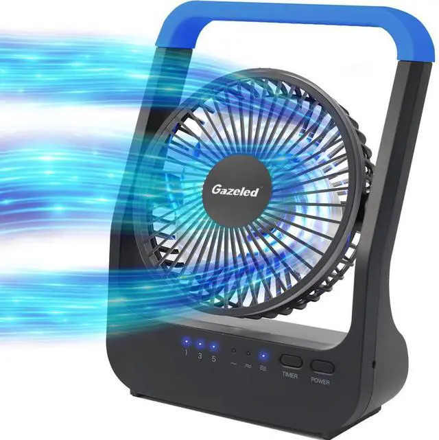 Alt view image 8 of 14 - Battery Operated Fan, Camping Fan Battery Powered, Super Long Lasting, 5'' Portable D-Cell Battery Powered Desk Fan with Timer, 3 Speeds, Quiet, 180° Rotation, for Office,Bedroom,Outdoor, F24