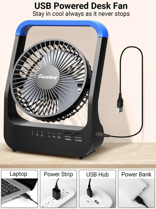 Alt view image 14 of 14 - Battery Operated Fan, Camping Fan Battery Powered, Super Long Lasting, 5'' Portable D-Cell Battery Powered Desk Fan with Timer, 3 Speeds, Quiet, 180° Rotation, for Office,Bedroom,Outdoor, F24