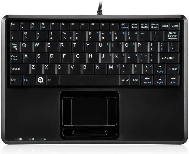 Alt view image 6 of 10 - 510H Plus, Wired Super Mini USB Touchpad Keyboard, X Type Scissor Keys with 2 Built-in Hubs, Black, US English Layout (11005)