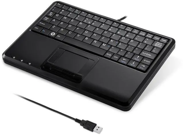 Alt view image 8 of 10 - 510H Plus, Wired Super Mini USB Touchpad Keyboard, X Type Scissor Keys with 2 Built-in Hubs, Black, US English Layout (11005)