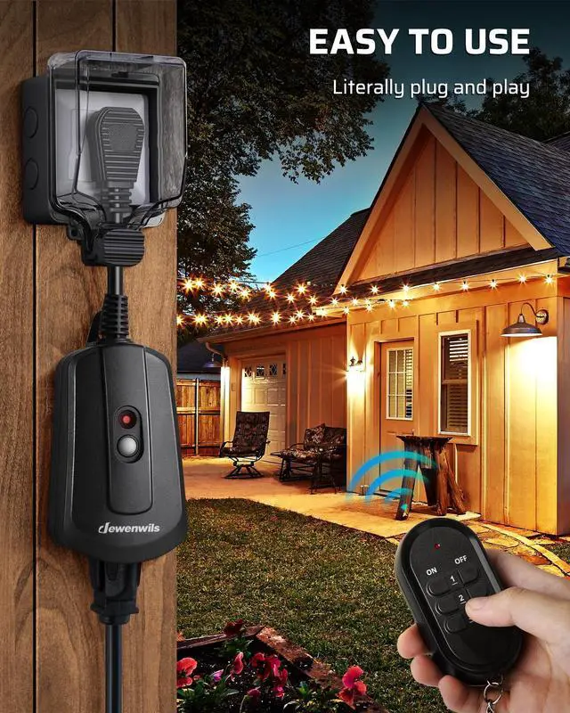 Alt view image 13 of 14 - Outdoor Wireless Remote Control Outlet Kit, Waterproof Electrical Plug for Indoor Outdoor Lights, Separately Controlled 3 Pack Receivers, 100 Feet RF Signal, UL Listed
