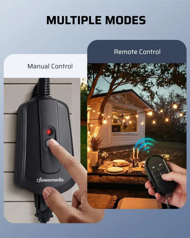 Alt view image 14 of 14 - Outdoor Wireless Remote Control Outlet Kit, Waterproof Electrical Plug for Indoor Outdoor Lights, Separately Controlled 3 Pack Receivers, 100 Feet RF Signal, UL Listed