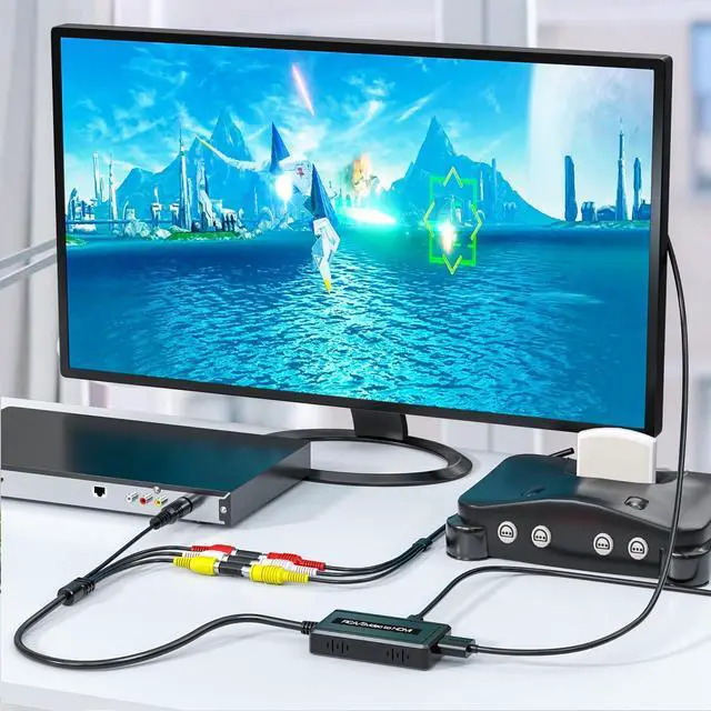 Alt view image 13 of 14 - RCA Svideo to HDMI Converter, Support 4 : 3/16 : 9 Aspect Ratio Switch, 720P/1080P HDMI Output Switch, S-video AV RCA to HDMI converter for VHS/DVD/Wii/PS1/PS2/N64/NGC to Display on HDMI Screen