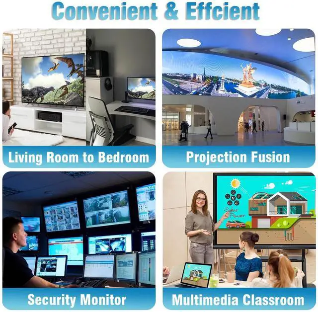 Alt view image 13 of 14 - 164ft HDMI KVM USB Extender, HDMI to RJ45 Over Cat5e/6/7, Zero Latency 1080p@60Hz USB Keyboard/Mouse Control, Single Power Plug & Play, for Home Theater Outdoor (Transmitter + Receiver)