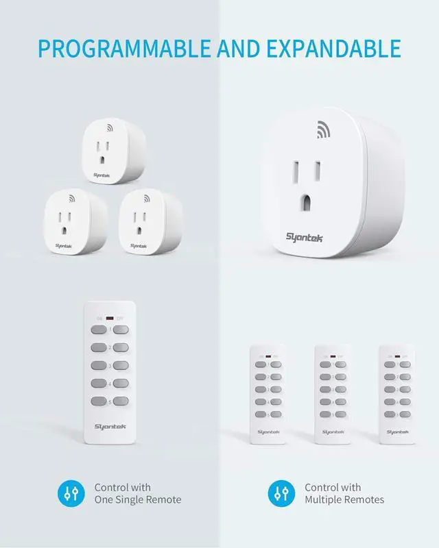 Alt view image 14 of 14 - Remote Control Outlet Wireless Light Switch for Household Appliances, Expandable Remote Light Switch Kit, Up to 100 ft Range, FCC Certified, ETL Listed, White (5 Outlets + 2 Remotes)