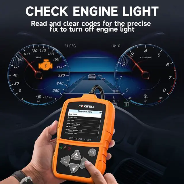 Alt view image 10 of 14 - NT201 OBD2 Scanner Code Reader for Cars and Trucks - Reset Check Engine Light, Read and Clear Fault Codes, Live Data Diagnostic Tool for All Cars Since 1996