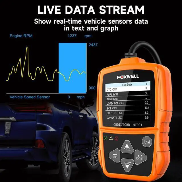 Alt view image 12 of 14 - NT201 OBD2 Scanner Code Reader for Cars and Trucks - Reset Check Engine Light, Read and Clear Fault Codes, Live Data Diagnostic Tool for All Cars Since 1996