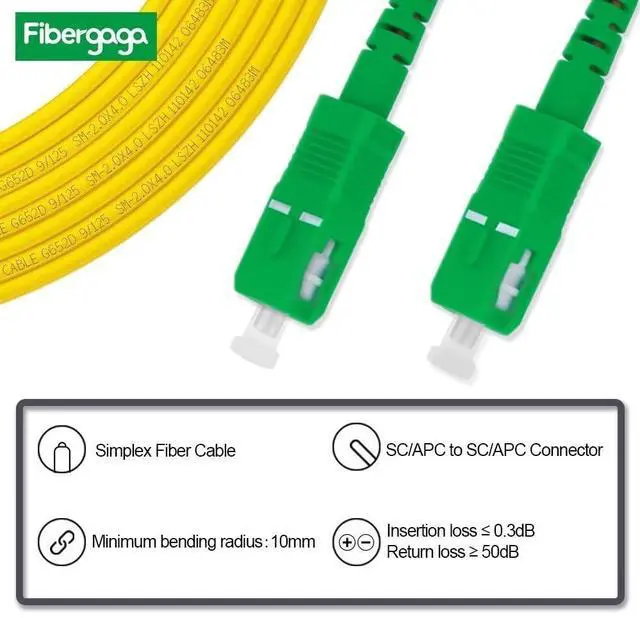 Alt view image 8 of 12 - 3m(10ft) OS2 SC/APC to SC/APC Fiber Patch Cable, Single Mode, Simplex, Length Option: 0.5M(1.6ft)-100m(328ft) 9/125µm 2.0mm Diameter Fiber Optic Cable, OS1/OS2 Compatible-5 Pack