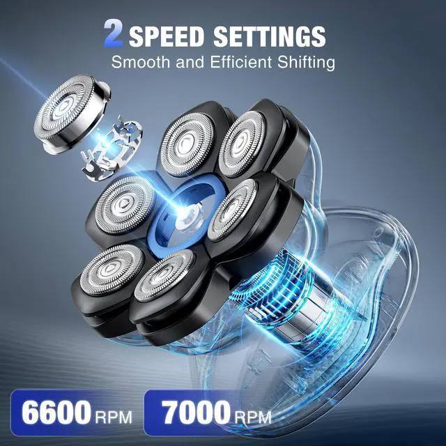Alt view image 12 of 14 - 7D Head Shavers for Bald Men - 2026 New Dual Speed Electric Shaver, Bald Head Shaver with Magnetic Shaver Head IPX6 Waterproof Wet/Dry Use Shaving Balding Clipper LED Display Cordless Head Razor Gray