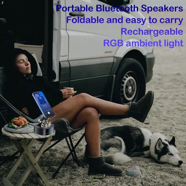 Alt view image 11 of 12 - Bluetooth Speaker with Wireless Charging and Cell Phone Stand,Best Speaker Stand for iPhone/iPad/Samsung Galaxy,HD Surround Sound Perfect for Home and Outdoors,Creative Gift (Black)