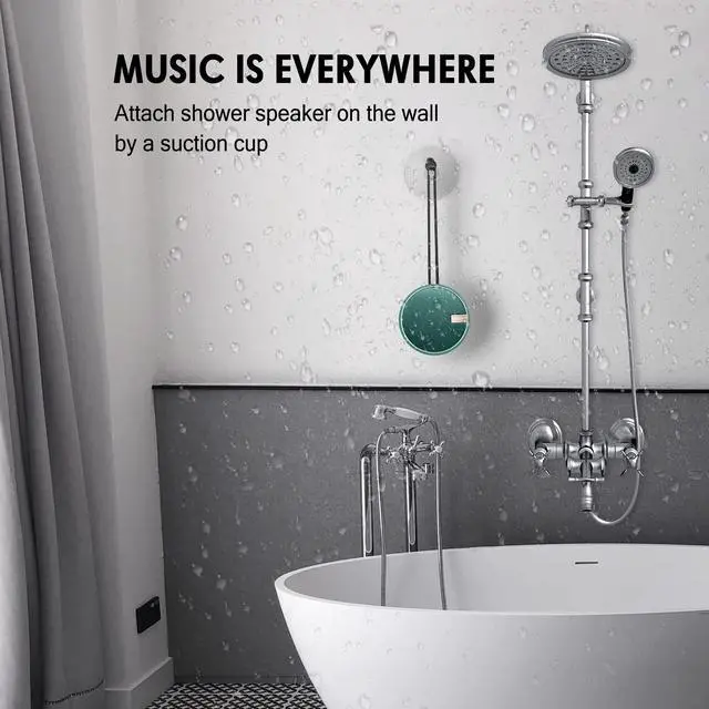 Alt view image 11 of 14 - C12 IPX7 Waterproof Shower Bluetooth Speaker, Portable Small Speaker, Speakers Bluetooth Wireless Loud Clear Sound, Support TF Card Suction Cup for Kayak Canoe Beach Gift (Teal)