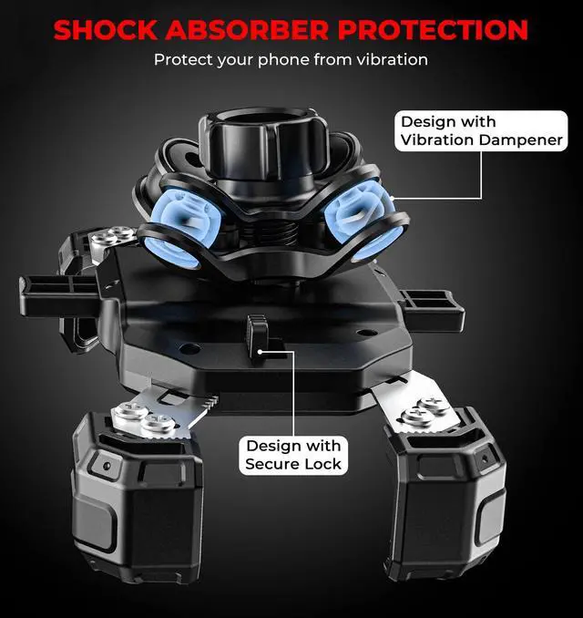 Alt view image 9 of 14 - Motorcycle Phone Mount with Vibration Dampener, 1s Lock Bike Phone Holder with Aluminum Alloy Handlebar Mounting Base, One-Handed Operation Motorcycle Cellphone Mount for 5.5"-7.2" Smartphone