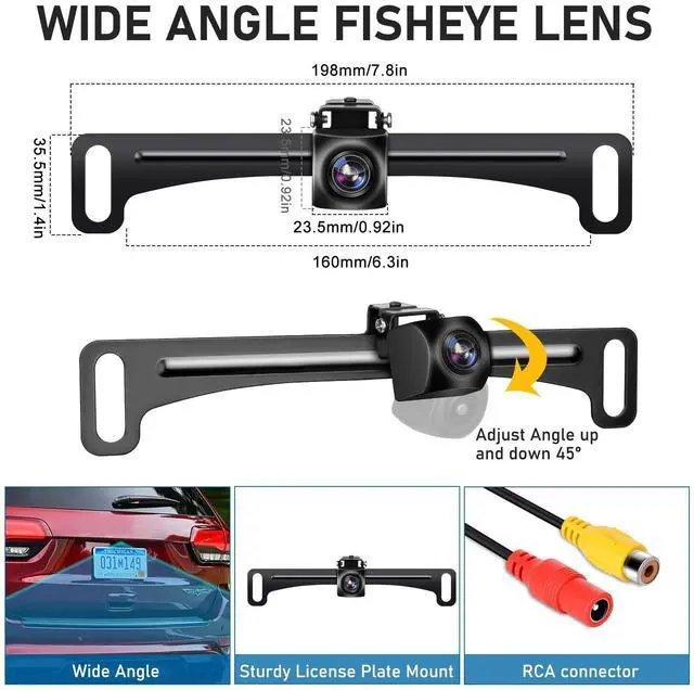 Alt view image 13 of 14 - Backup Camera Reverse Camera AHD 1080P Night Vision Rear View Camera, License Plate Backup Camera with 170 Degree Wide View Angle, IP69K Waterproof, for 12-24V Pickup Car Truck RV SUV