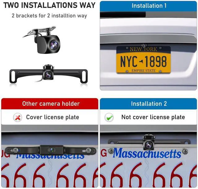 Alt view image 12 of 14 - Backup Camera Reverse Camera AHD 1080P Night Vision Rear View Camera, License Plate Backup Camera with 170 Degree Wide View Angle, IP69K Waterproof, for 12-24V Pickup Car Truck RV SUV