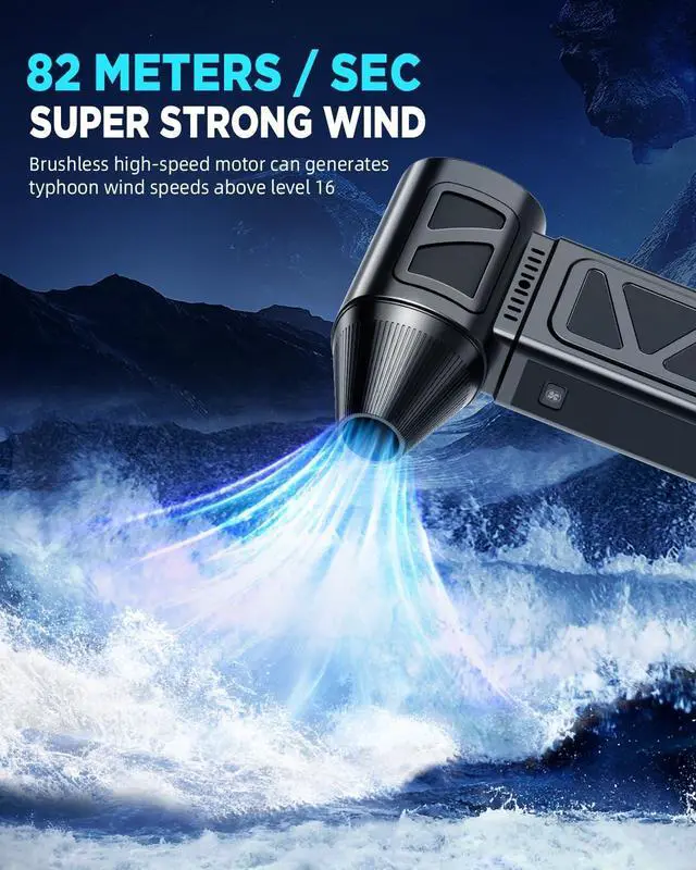 Alt view image 10 of 14 - Compressed Air Duster, 360000RPM Powerful Electric Air Duster with Brushless Motor, 5-Gear Rechargeable Cordless Air Blower Turbo Fan, Mini Jet Dry Blower for PC, Keyboard, Snow, Car, Outdoors