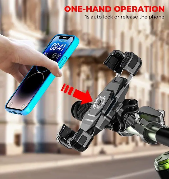 Alt view image 10 of 14 - Motorcycle Phone Mount with Vibration Dampener, 1s Lock Bike Phone Holder with Aluminum Alloy Handlebar Mounting Base, One-Handed Operation Motorcycle Cellphone Mount for 5.5"-7.2" Smartphone