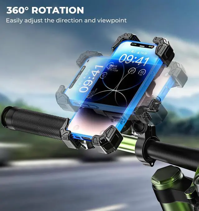 Alt view image 14 of 14 - Motorcycle Phone Mount with Vibration Dampener, 1s Lock Bike Phone Holder with Aluminum Alloy Handlebar Mounting Base, One-Handed Operation Motorcycle Cellphone Mount for 5.5"-7.2" Smartphone