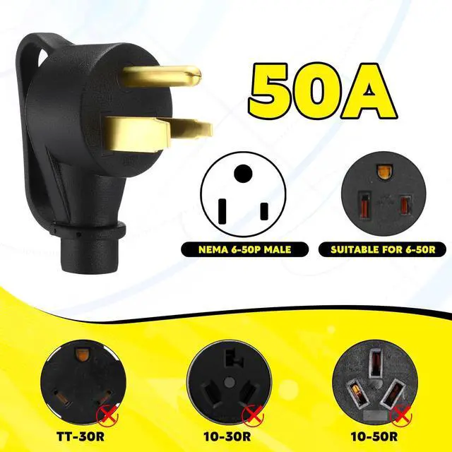 Alt view image 10 of 14 - 50 Amp to 20 Amp Welder Distribution Adapter Compatible with Nema 6-50p to 3X 5-15r/ 5-20r Adapter Cord for 3 Prong Welder to Three Household Outlet, STW 10 Awg, 1ft, Etl Listed