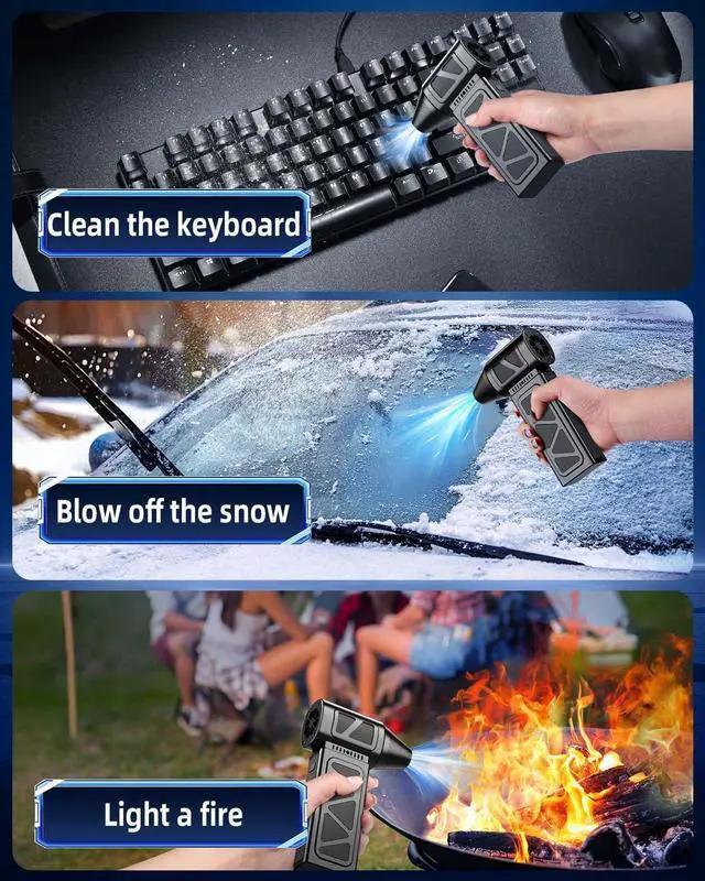 Alt view image 13 of 14 - Compressed Air Duster, 360000RPM Powerful Electric Air Duster with Brushless Motor, 5-Gear Rechargeable Cordless Air Blower Turbo Fan, Mini Jet Dry Blower for PC, Keyboard, Snow, Car, Outdoors