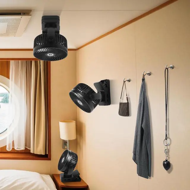 Alt view image 9 of 14 - 6 inch Magnetic Cruise Fan with 12000mAh Rechargeable Battery, 3-Speed Control, LED Light, Timer, Clip & Power Output Ship-Approved, 360° Tilt Head for Cruise Staterooms & Travel