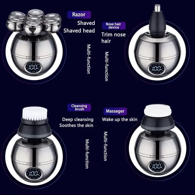 Alt view image 11 of 12 - Upgrade 7 Heads Mens 5-in-1 Electric Head Shaver for Bald Men,Multifunctional Electric Razor for MenCordless Rechargeable Travel Groomin Hair Trimmer Kits