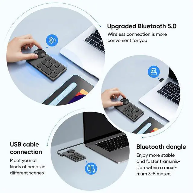 Alt view image 9 of 14 - Mini Keydial ACK05 Wireless Shortcut Keyboard Bluetooth Programmable Express Remote Control with Dial & Customized Express Keys for Drawing Tablet PC MacBook Windows Images Video Editing