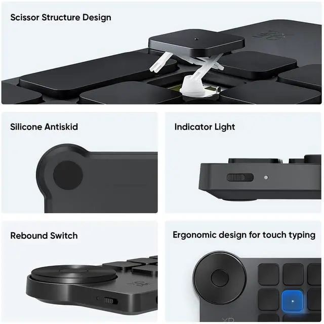 Alt view image 12 of 14 - Mini Keydial ACK05 Wireless Shortcut Keyboard Bluetooth Programmable Express Remote Control with Dial & Customized Express Keys for Drawing Tablet PC MacBook Windows Images Video Editing