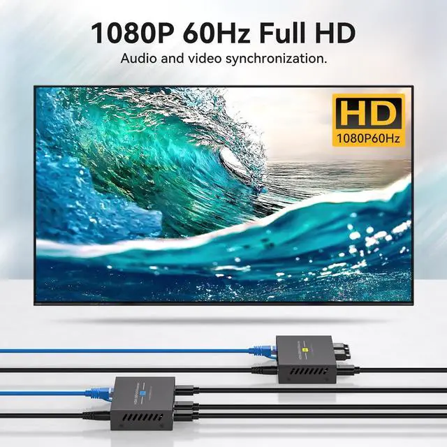 Alt view image 12 of 14 - HDMI KVM USB Extender 394ft 120M Over Cat 5e 6 7 1080P Ethernet Balun Transmitter Receiver with Loop Out Function Plug Play for Mouse and Keyboard Control