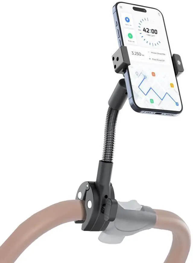 Alt view image 8 of 14 - Phone Holder, Gooseneck Cell Phone Mount for Baby Stroller, Shopping Cart, Bicycle, Pilates Reformer, Handlebar Clamp Mount for iPhone 16 Pro Max/14/13/12, Galaxy S24, 47" Smartphone