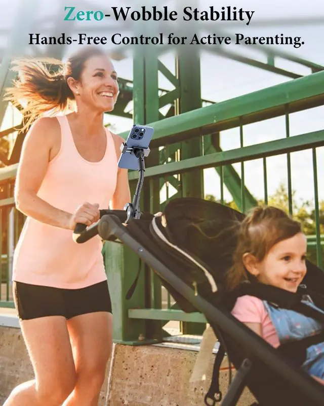 Alt view image 9 of 14 - Phone Holder, Gooseneck Cell Phone Mount for Baby Stroller, Shopping Cart, Bicycle, Pilates Reformer, Handlebar Clamp Mount for iPhone 16 Pro Max/14/13/12, Galaxy S24, 47" Smartphone