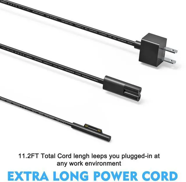 Alt view image 9 of 14 - 127W Charger for Microsoft Surface Book 3 2 1, Surface Laptop 7 6 5 Go2 Studio Go 4 3 2 1, Surface Pro 11 10 9 8 7+ X 7 6 5 4 3, Surface Go 3 2 1, 11.2FT Cord&Carry Bag