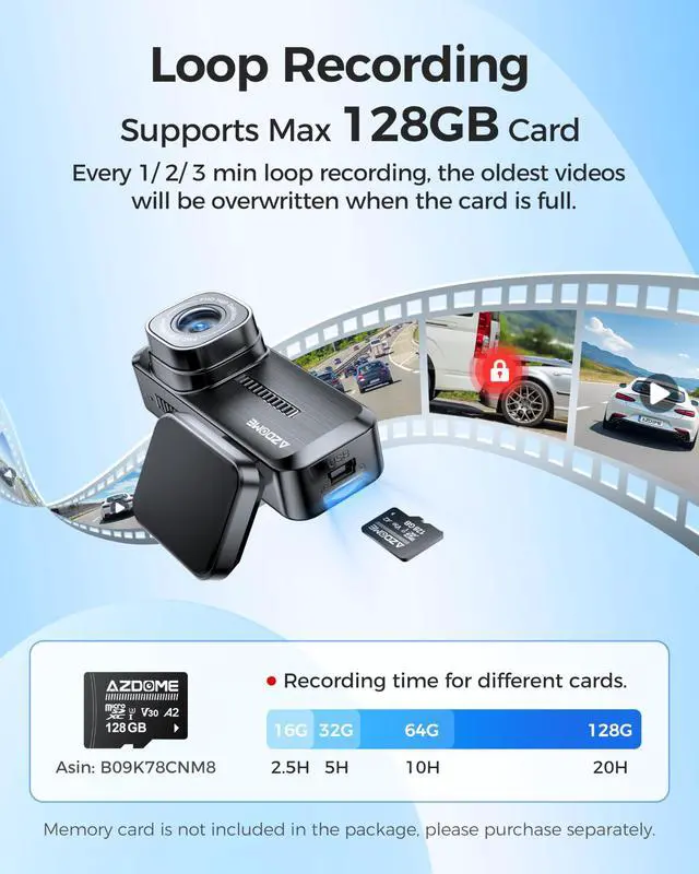 Alt view image 11 of 14 - M200 Mini Dash Cam WiFi Dashcam - Single Channel Dash Cam for Broad Road Coverage - Built-in WiFi - Full HD Resolution - Parking Monitor - App Connectivity - Collision Detection - Night Vision