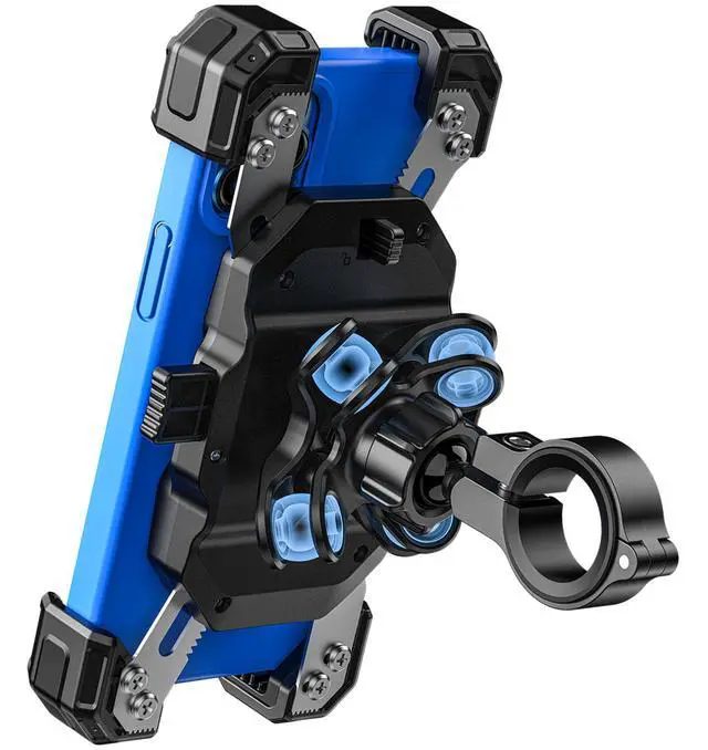 Alt view image 8 of 14 - Motorcycle Phone Mount with Vibration Dampener, 1s Lock Bike Phone Holder with Aluminum Alloy Handlebar Mounting Base, One-Handed Operation Motorcycle Cellphone Mount for 5.5"-7.2" Smartphone
