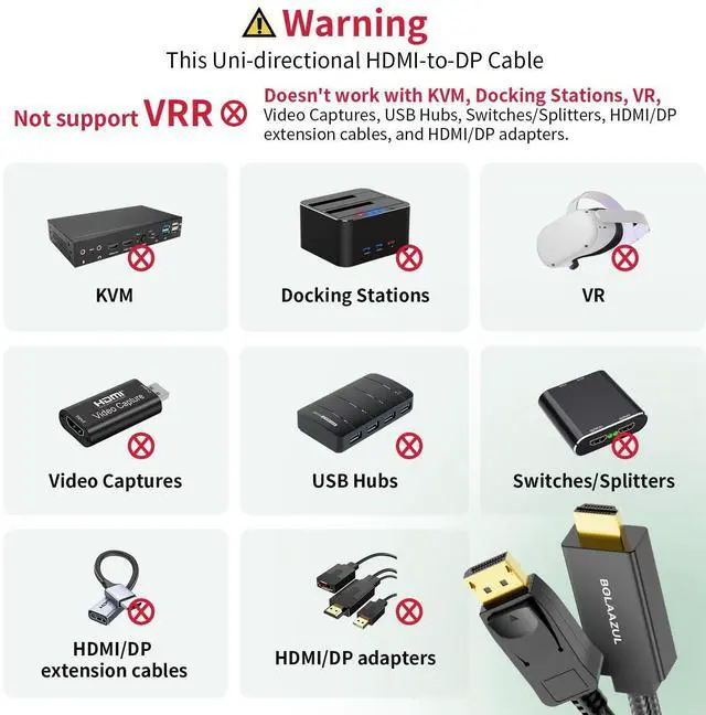 Alt view image 11 of 14 - Active 4K HDMI to Displayport 1.2 Converter Adapter Cable, from HDMI Source to DisplayPort Monitor Cable - Unidirectional M/M - for PS3/PS4/TV/Monitor/Projector