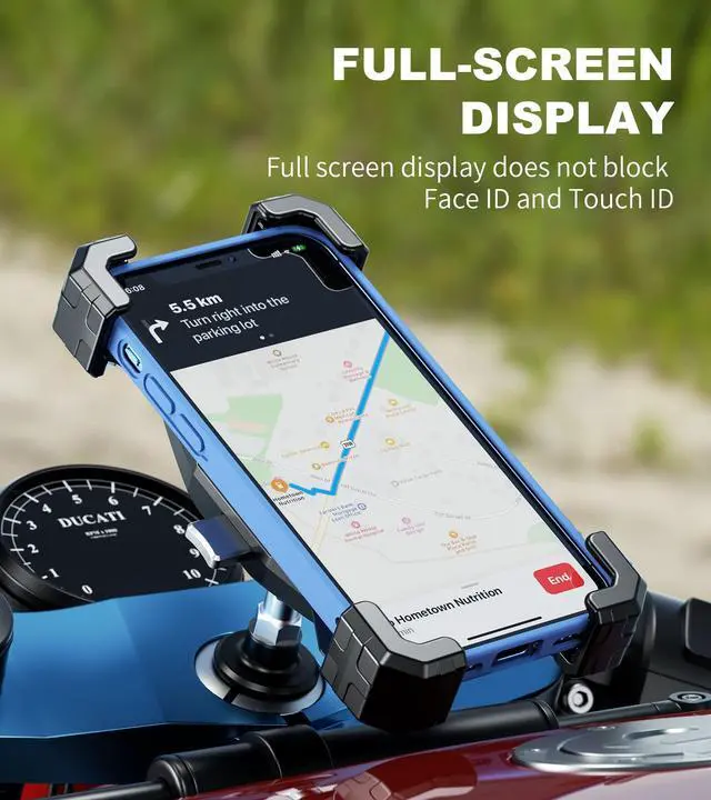 Alt view image 10 of 14 - Motorcycle Fork Stem Phone Mount, Motorcycle Phone Mount, 1S One-Push Automatically Lock & Release, Fits for Fork Stem 12-25.4mm in Diameter, for 4.0-6.9" Cellphones