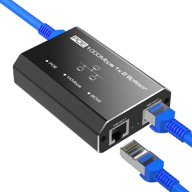 Alt view image 8 of 14 - PoE Splitter, 2 Port Gigabit PoE Switch, Network Hub 1 in 2 Out, Supports IEEE 802.3at/af (POE+/POE) Standards, Power Over Ethernet, Dual RJ45 Splitter for Cat5e/6/7/8 Cable, Distance Up to 328 Ft.