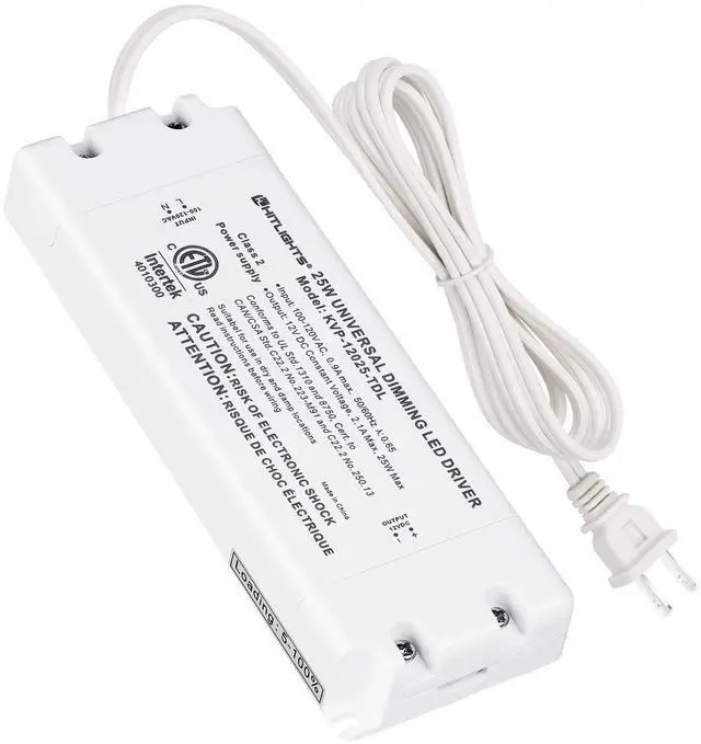 Alt view image 8 of 14 - 25W Dimmable LED Driver Transformer, Power Supply 120V AC to 12V DC, Compatible with Lutron Leviton Dimmers, for LED Strip Lights, Constant Voltage LED Projects, ETL Listed