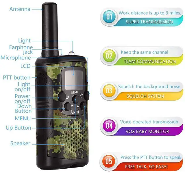 Alt view image 11 of 14 - Gifts for Kids Aged 5-12 Boy Toys Kids Walkie Talkies 22 Channel 2 Way Radio 3 Miles Long Range fit Outdoor Adventure Hunt Game Camp Toys for Boys 6 7 8 9 Years Old Gifts for Boys