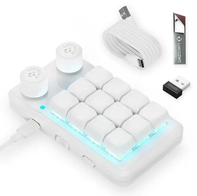 Alt view image 8 of 14 - Macro Pad Macropad Keyboard Programmable Keypad Customized 12-Key Mini Mechanical Gaming One Handed BT RGB OSU Micro Keyboard Macropad Knob Wireless Receiver&Type C 1m Cable