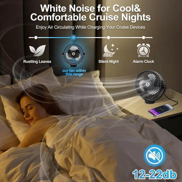 Alt view image 11 of 14 - Magnetic Cruise Fan with 8000mAh Rechargeable Battery, LED Light, Timer&Power Output, Magnetically Sticks on Cabin Ceilings and Walls, Ship Approved Cabin Air Circulator