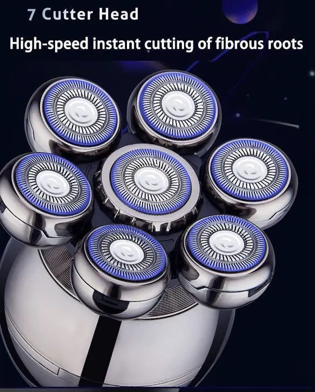 Alt view image 9 of 12 - Upgrade 7 Heads Mens 5-in-1 Electric Head Shaver for Bald Men,Multifunctional Electric Razor for MenCordless Rechargeable Travel Groomin Hair Trimmer Kits