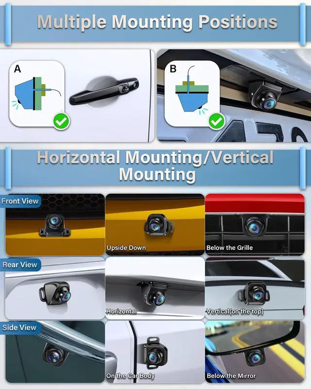 Alt view image 12 of 14 - Backup Camera Switchable Button Support AHD 1080P/720P/CVBS/PAL, 170° Wide Angle, Super Clear Night Vision, IP69 Waterproof Reverse Camera, Front/Side/Rear View Camera for Cars/Trucks/SUVs/Vans